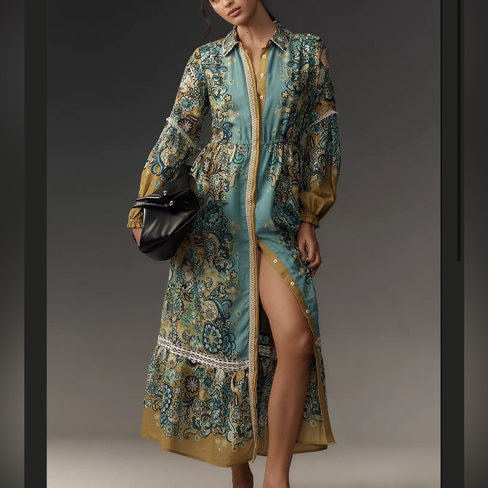 ☀️Anthropologie - The Eleanora Long-Sleeve Maxi Shirt Dress☀️